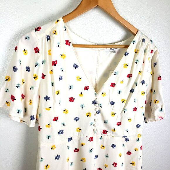 Madewell NWT Spring/Summer Floral Print Cream Short Dress Size 08 - Picture 7 of 12